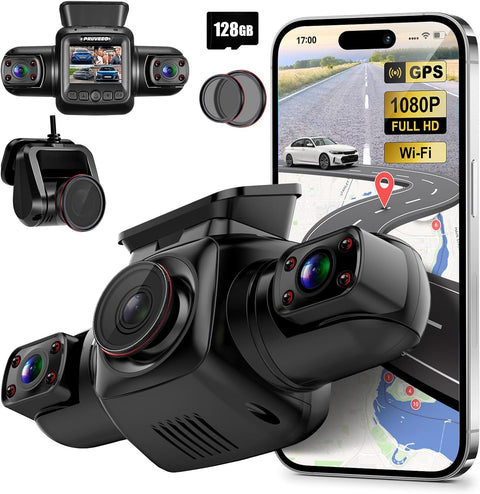 PRUVEEO 4-Channel Dash Cam (Front, Left, Right, and Rear)