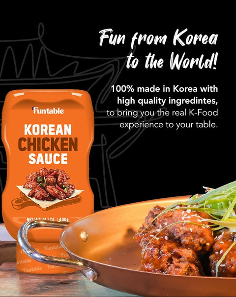 Funtable Delicious Korean Chicken Sauce (14.1oz, Pack of 1) - Authentic Korean Flavor, Sticky & Tangy Sauce