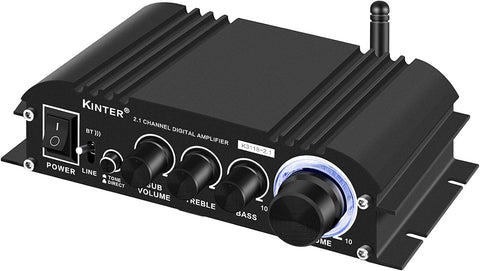 Kinter K3118-2.1 Bluetooth 5.0 Stereo Digital Receiver Amplifier 2.1 Channel Mini Hi-Fi Class D Amp 30 Watt x 2 Channels + 80 Watt Subwoofer for Home TV DIY Auto Outdoor Passive Speakers Subwoofer