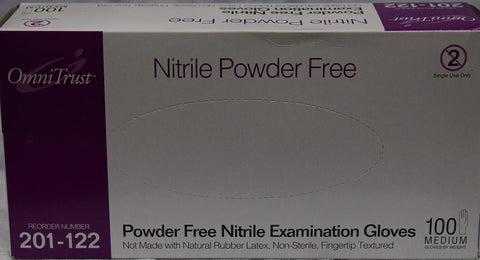 Nitrile powder free CF Examination Gloves, Size Medium, 100 per Box - blue