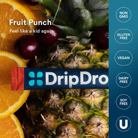 DripDrop Hydration - Fruit Punch - Electrolyte Drink Mix Single Serve Hydration Powder Packets | Non-GMO, Gluten Free, Vegan | 32 Sticks