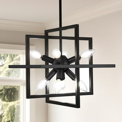 8-Light Black Farmhouse Chandelier