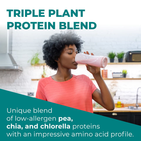 Reignite Wellness by JJ Virgin Vanilla Plant Based All in 1 Shake - Chia, Chlorella + Pea Protein Powder - Contains Essential Vitamins & Probiotic Blend to Support Immunity + Gut Health (15 Servings)