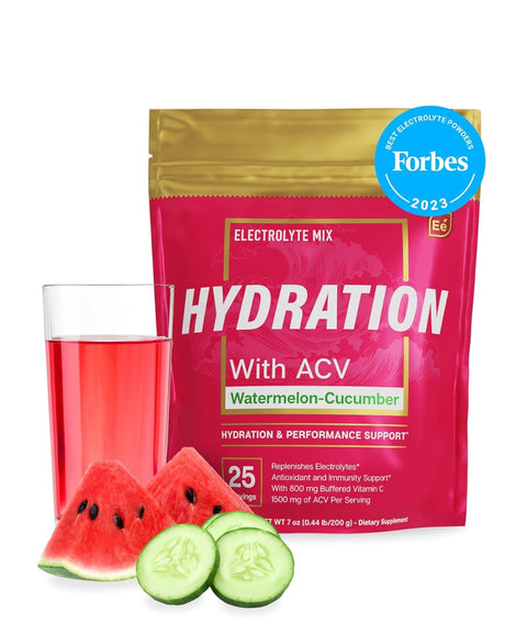 Essential Elements Hydration Packets - Watermelon Cucumber Pack - 25 Sugar Free Electrolyte Powder Packets