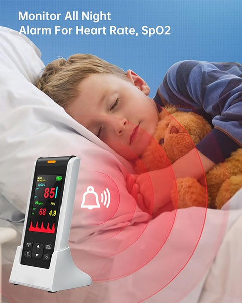 Pulse Oximeter-HOLFENRY Handheld Pulse Oximeter for Baby&Adult,Infant Pulse Oximeter Fingertip Rechargeable with Overnight Continuous Monitor&Alarm