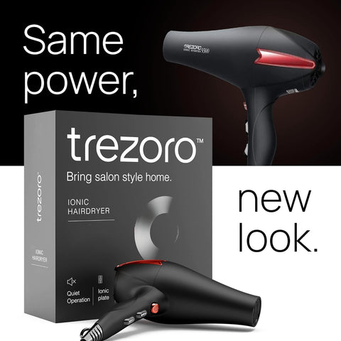 Trezoro - Professional 2200W Ionic Salon Hair Dryer - Professional Blow Dryer - Lightweight Travel Hairdryer for Normal & Curly Hair Includes Volume Styling Nozzle