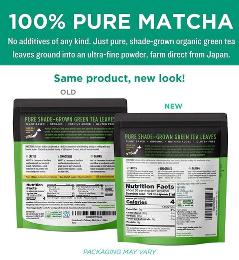 Jade Leaf Matcha Organic Green Tea Powder - Culinary Grade Premium Second Harvest - Authentic Japanese Origin (1.06 Ounce Pouch)