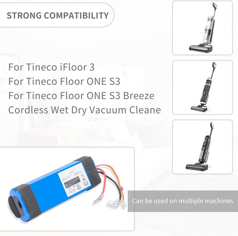 4000mAh Li-Ion Replacement Battery Compatible for Tineco iFloor 3, Floor ONE S3, Floor one S3 Breeze Cordless Wet Dry Vacuum Cleaner Battery with Tools 21.6V 86.4WH