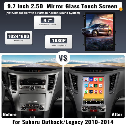 Subaru Legacy Android Radio 2010-2014 Car Stereo 9.7 Inch Vertical Touchscreen Bluetooth GPS Navigation FM/RDS WiFi Mirror Link USB