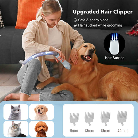 Fabuletta Dog Grooming Kit, 6-in-1 Professional Pet Grooming Vacuum Picks