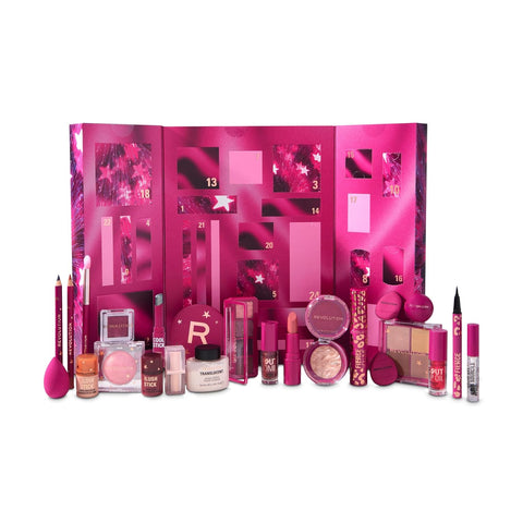 Revolution Makeup Advent Calendar 2025, 24-Piece Beauty Gift Set for Lips, Eyes, & Face, Features Essential Cosmetics & Tools, Vegan & Cruelty-Free