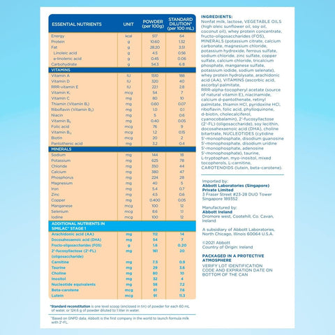 Similac Infant Formula, Imported, with 2’-FL HMO, Baby Formula Powder, 850 g (29.9 oz) Can