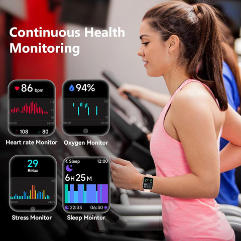 Smart Watches for Women Men (Answer/Make Calls) 1.8 Inch Built-in Alexa. Heart Rate/Blood Oxygen/Sleep Monitor, IP68