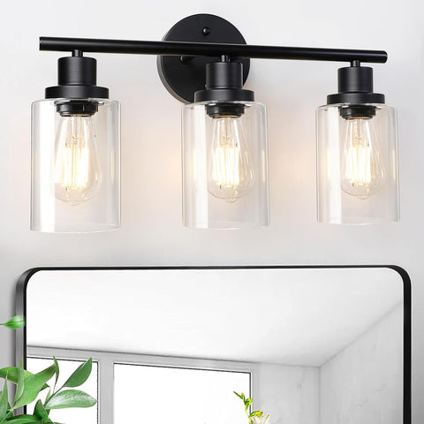 Modern Bathroom Light Fixtures, 3 Light Vanity Lights, Black