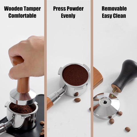 Espresso Tamper Distributor Accessories Kit, Wood Coffee Filter Tamping Station with Coffee Brush Tamper stirrer distributor, Multipurpose Espresso Tools for Bar Home Office, 58 mm(5PCS) Brand: HAP FUNN