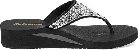 Size 10 - Womens Rhinestones Flip Flops Arch Support Mid Platform Bling Comfortable Flip-flops Jewel Dressy Thong Sandals