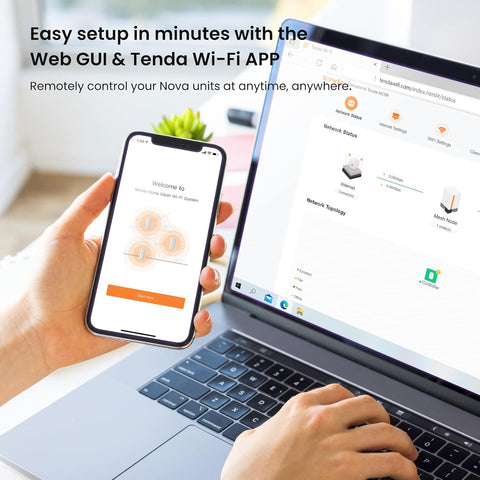 Tenda AX3000 Mesh WiFi 6 System Nova MX12-7000 sq.ft WiFi Coverage - Whole Home WiFi Mesh System - 1.7 GHz Quad-Core CPU - Dual-Band Mesh Network for 160+ Devices - 3 Gigabit Ports per Unit - 3-Pack