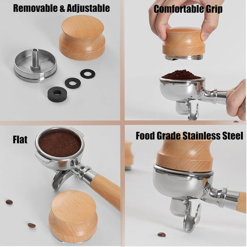 Espresso Tamper Distributor Accessories Kit, Wood Coffee Filter Tamping Station with Coffee Brush Tamper stirrer distributor, Multipurpose Espresso Tools for Bar Home Office, 58 mm(5PCS) Brand: HAP FUNN