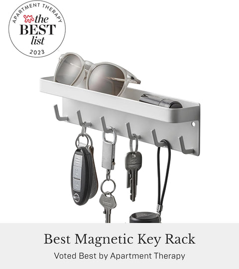 Yamazaki Home Magnetic Key Rack with Tray Steel One Size White