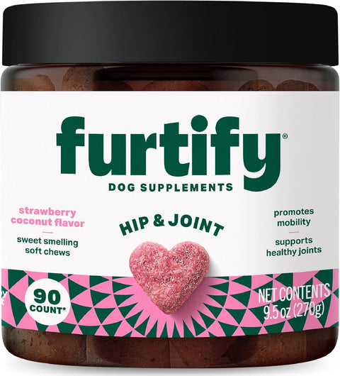 Hip and Joint Chews for Dogs I Dog Joint Supplement with Glucosamine, Chondroitin, MSM, Green Lipped Mussel & Turmeric I Soft & Chewable Support for Pet Health, Mobility and Stiffness - 90 ct