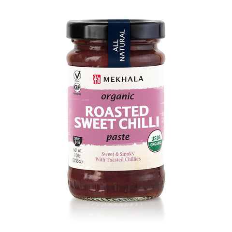 Mekhala Organic ROASTED SWEET Chili Paste Condiment Gluten-Free Versatile Vegan Versatile. HOT (3.53oz)