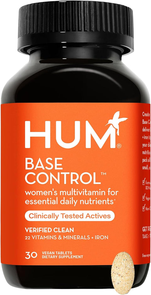 HUM Base Control - Daily Multivitamin & Mineral with B Complex 22 Micro-Nutrients & Iron - Non-GMO Soy-Free & Gluten-Free (30 Tablets)