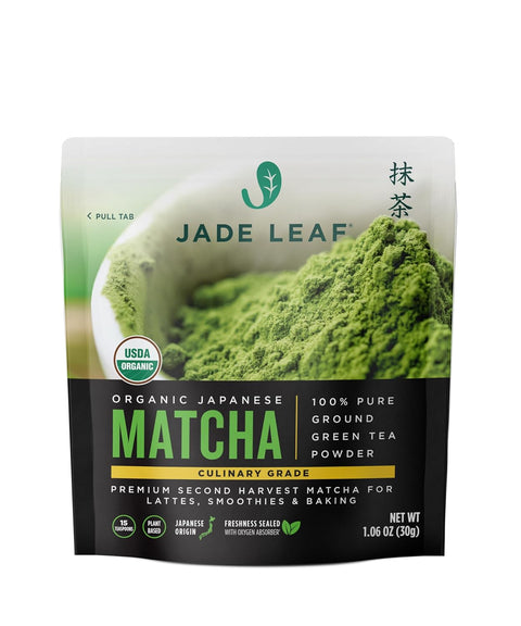 Jade Leaf Matcha Organic Green Tea Powder - Culinary Grade Premium Second Harvest - Authentic Japanese Origin (1.06 Ounce Pouch)