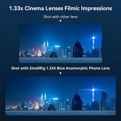 SMALLRIG 1.33X Anamorphic Lens for Mobile Phone, 2.4:1 Wide Screen Deformation Filmmaking Lens with T-Mount, Phone Cinematic Lens for iPhone 15/14 / 13/12, for Samsung S21 / S22 Series - 4590