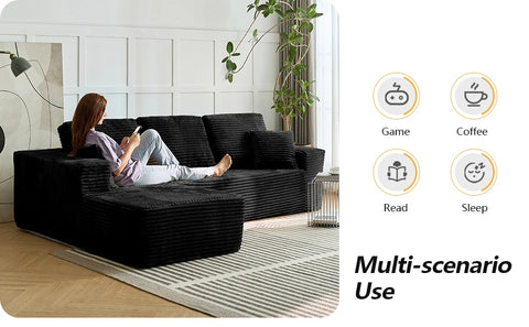 104" Modern L-Shape Sectional Sofa Bed with Reversible Chaise – Convertible Sleeper Couch in Vacuum Compressed Box – Free Shipping