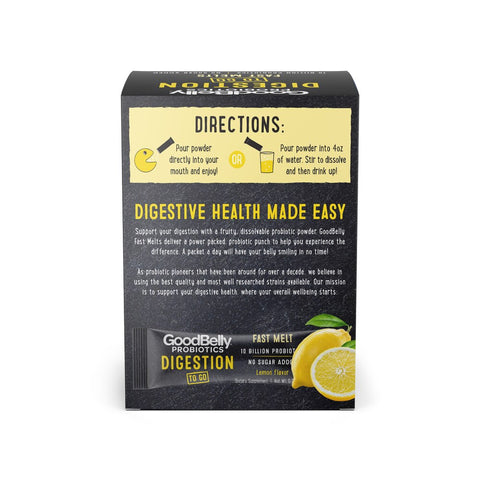 GoodBelly Fast Melts Digestion, Lemon, 1.05 OZ, 30ct