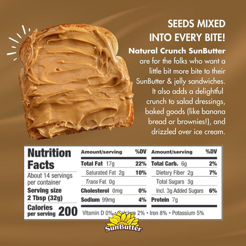 SunButter Natural Crunch Sunflower Butter, Regular 16 oz. Jar