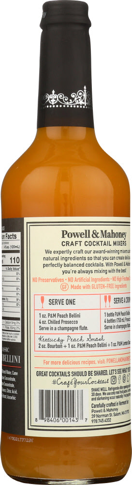 Powell & Mahoney Cocktail Mixer, Peach Bellini, 25.36 Fl Oz