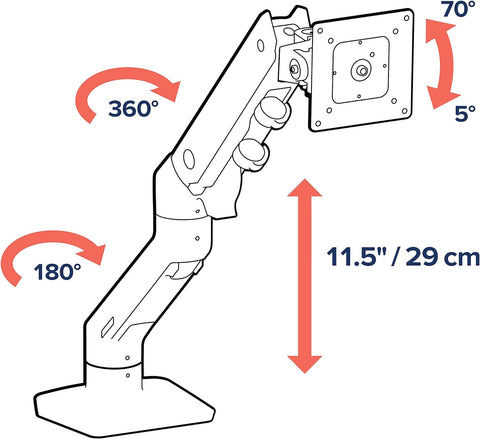 Ergotron – HX Premium Heavy Duty Monitor Arm, Single Monitor VESA Desk Mount – for Flat or Slight Curved Ultrawide Monitors Up to 49 inches, 20 to 42 lbs – Standard Pivot, Matte Black