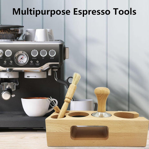 Espresso Tamper Distributor Accessories Kit, Wood Coffee Filter Tamping Station with Coffee Brush Tamper stirrer distributor, Multipurpose Espresso Tools for Bar Home Office, 58 mm(5PCS) Brand: HAP FUNN