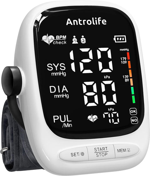 Blood Pressure Monitor by Antrolife - Automatic Upper Arm Machine & Accurate Adjustable Digital BP Cuff Kit