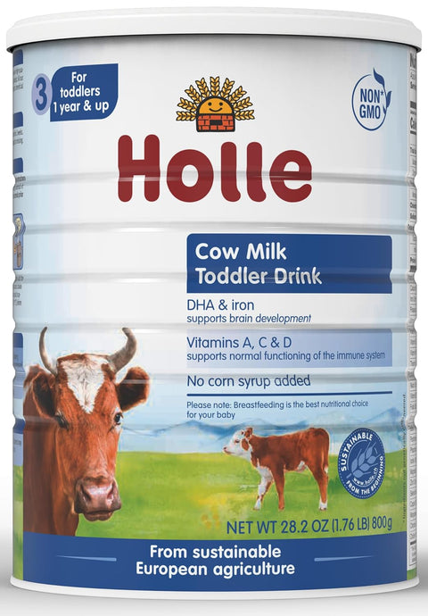 Holle Cow Toddler Milk Powder - Stage 3 - Vitamin-Rich, Non-GMO Toddler Drink Made with Skimmed Milk & Partly Demineralized Whey - Soy & Gluten Free -