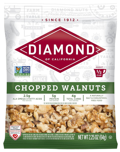 Diamond of California Chopped Walnuts, 2.25 oz, 1 Pack