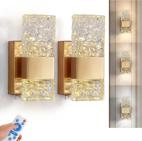 (ONE LIGHT) Battery Operated Wall Sconce Rechargeable Battery Powered 12000mAh Wall Light Indoor Not Hardwired Remote Control Dimmable Wall Lamp Fixtures for Bedroom Living Room Gold 2 Pack