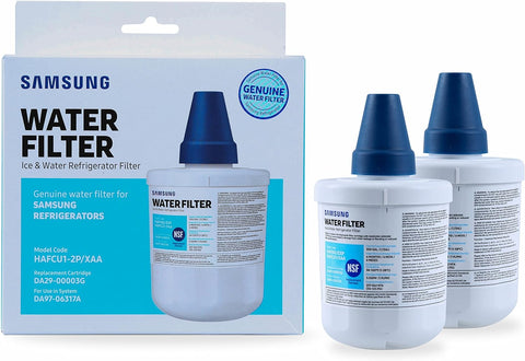 SAMSUNG Genuine Filters for Refrigerator Water and Ice, Carbon Block Filtration for Clean, Clear Drinking Water, DA29-00003G, 2 Pack