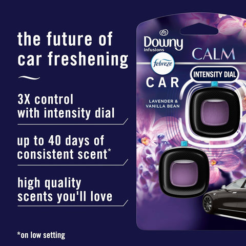 Febreze Downy Infusions Calm Car Air Freshener Lavender & Vanilla Bean - 0.14 fl oz/2pk