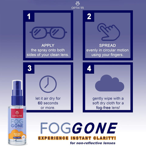 Optix 55 Anti-Fog Spray for Glasses & Non-Anti Reflective Lenses, Eyewear, Goggles