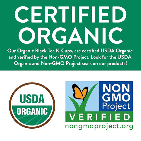 Organic Black Tea K-Cup Pods, 24 Pods by FGO - Keurig Compatible - Naturally Occurring Caffeine, Premium Black Tea is USDA Organic, Non-GMO, & Recyclable