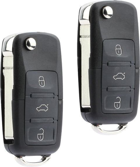 2 pack - Replacement Keyless Entry Remote Flip Key Fob - VW Beetle, Golf, Jetta, Passat (HLO1J0959753F)