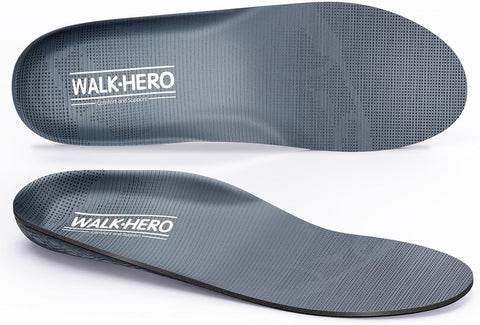 Walkhero Plantar Fasciitis Pain Relief Insoles High Arch Support Orthotic Shoes Inserts, Relieve Flat Feet and Foot Fatigue (Mens 9-9 1/2 | Womens 11-11 1/2, Gray)