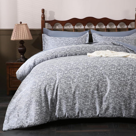 King - JSD 7 Piece Jacquard Comforter Set, Luxury Gray Bed in a Bag, Reversible Comforter Set with Sheets