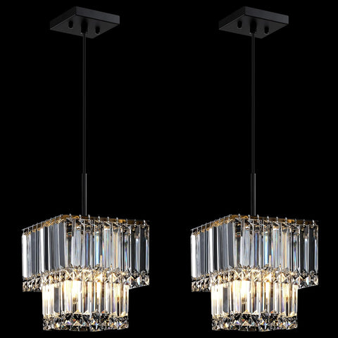 2 Pack 1 Light Pendant Light Crystal Lampshade, 8.5in