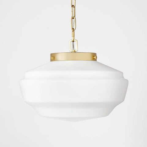 Milk Glass Adjustable Pendant Ceiling Light Brass Finish - Hearth & Hand