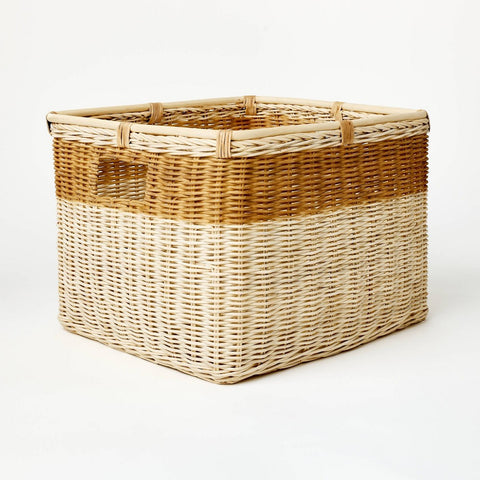 Two Tone Rattan Cube Basket - Threshold™ Designed with Studio McGee