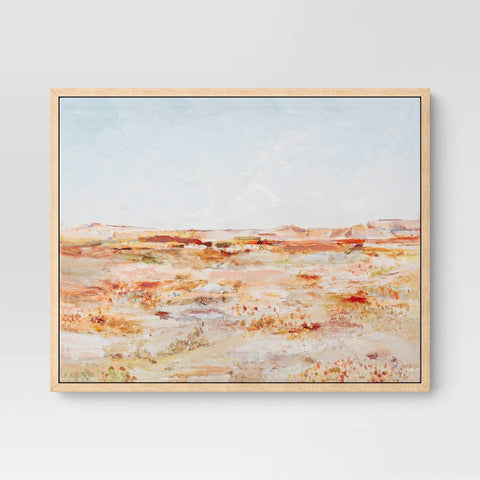 16" X 20" Warm Colors Landscape Framed Canvas Natural - Threshold