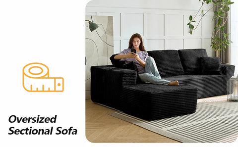 104" Modern L-Shape Sectional Sofa Bed with Reversible Chaise – Convertible Sleeper Couch in Vacuum Compressed Box – Free Shipping
